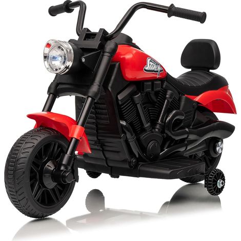 Moto Électrique pour Enfant, avec 2 Roues stabilisatrices, Voiture Électrique pour Enfants, avec Musique, LED, Voiture à Pédale, pour Enfants 18+ Mois Rouge (1/5)
