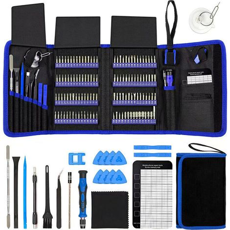 Jeu de tournevis de précision 142 pièces, Kit d'outils de réparation électronique professionnel pour réparer un ordinateur, un PC, un ordinateur portable, une tablette, une console de jeu (1/4)