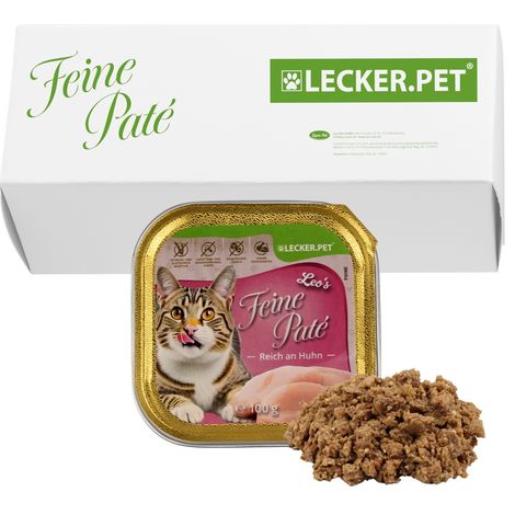 17 x 100 g de pâte fine Lecker.Pet® Leo's Riche en Poulet Nourriture humide pour chats Nourriture complète (1/5)