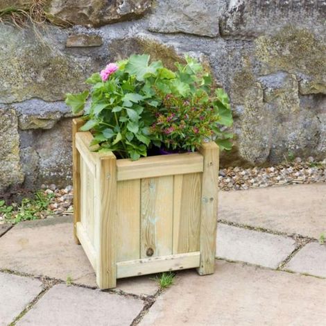 Zest Holywell Small Wooden Square Garden Planters Flowers (1/3)