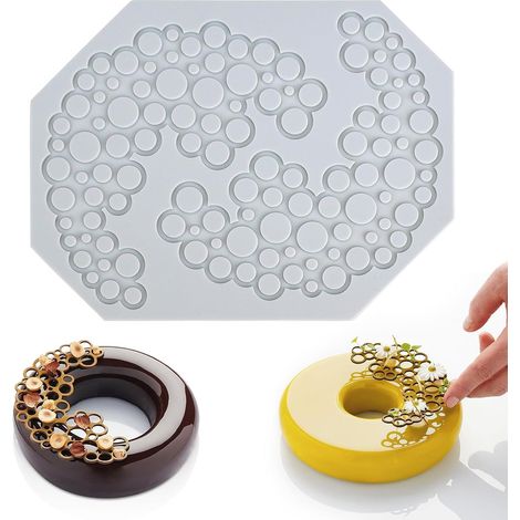 Moules à dentelle en silicone, tapis pour fondant, chocolat, pâte à sucre, beurre, savon, gâteau, cupcake (2 trous anneau). (1/5)