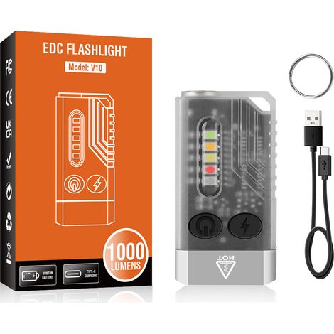 Petite lampe de poche puissante avec lumière UV 365nm, Super brillante, 1000lm, porte-clés LED Rechargeable, Buzzer magnétique de transport