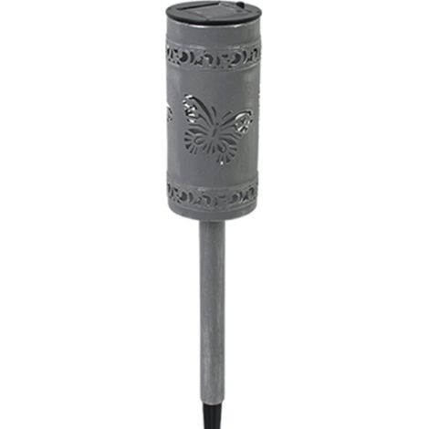 Lampes solaires de jardin, lampes d'extérieur en fer creux, lampes de jardin de villa avec prise solaire au sol (argent) (1/5)