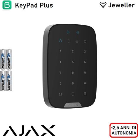 38252 - Jeweller - Keypad Plus - tastiera touch wireless che supporta carte e portachiavicontactless - colore black - Ajax sicurezza wireless