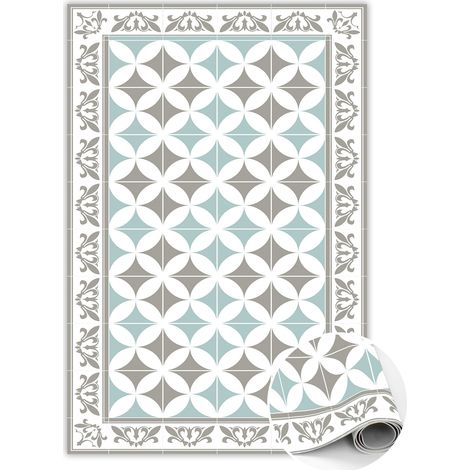 Tapis Vinyle pour le sol en PVC - Antidérapant - Protection pour le Sol - Carreaux portugais - 60x90 cm (1/5)