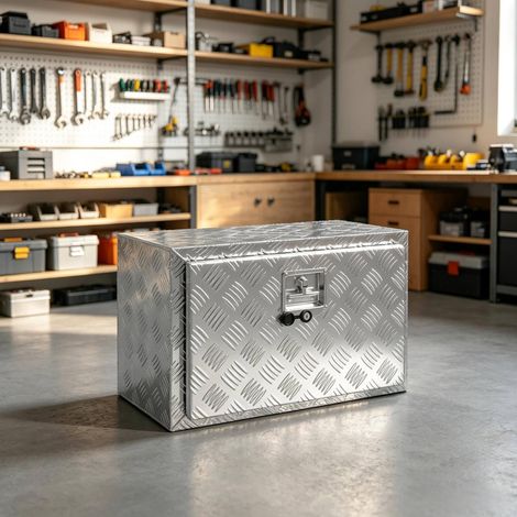 Caja de herramientas para camión 60,9x35,5x40,6 cm de aluminio plateado -FLORAGRACE (1/5)