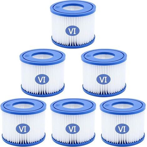 Lot de 6 Cartouches filtrantes pour Piscine Type VI, Cartouche Filtre pour Bestway Pompe de Piscine, Filtre de Piscine Intex pour Lay-Z-Spa, Miami, Monaco, Vegas (1/5)