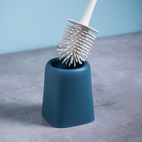 Brosse de toilette de style nordique, brosse de nettoyage de toilette complète, brosse de nettoyage de salle de bain avec tête de brosse souple en TPR, séchage à l'air automatique, bleu clair - style (1/5)