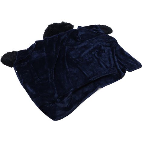 Plaid portable épaissi velours adorable capuche poncho loungewear de hiver printemps automne cadeau bleu (1/2)