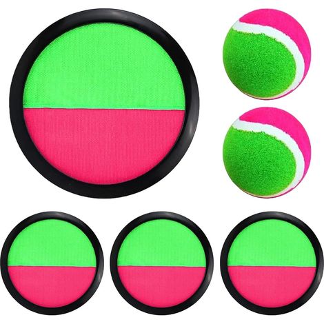 Jeu Catch Ball et Toss, Balle Raquette Scratch Jeux, Jeu de Lancer Balle étanche Enfants 3-12 Ans Set de Plage 4 Pagaies & 2 Balles pour Jardin Extérieur Cour Piscine Plage (1/5)