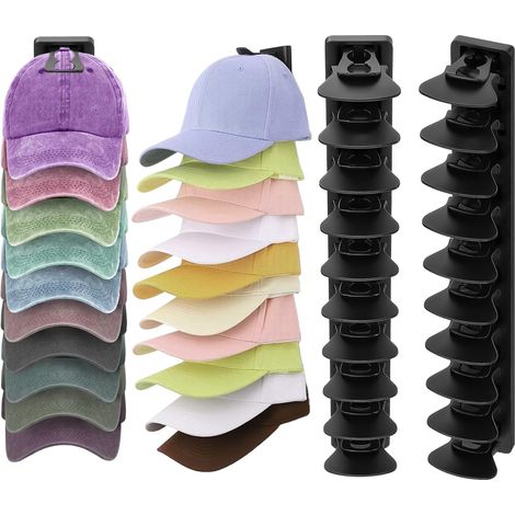 Set mit 2 Wand-Kappenhaltern mit starkem Klebstoff, 2 Montagemöglichkeiten für Schlafzimmer, Tür, Kleiderschrank (1/5)