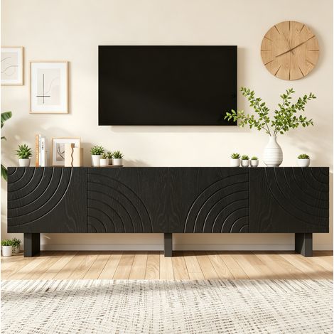 MEUBLIV TV-Möbel 180x40x55 cm Schwarz – 4 Türen, geschlossener Stauraum, modernes Design (1/5)