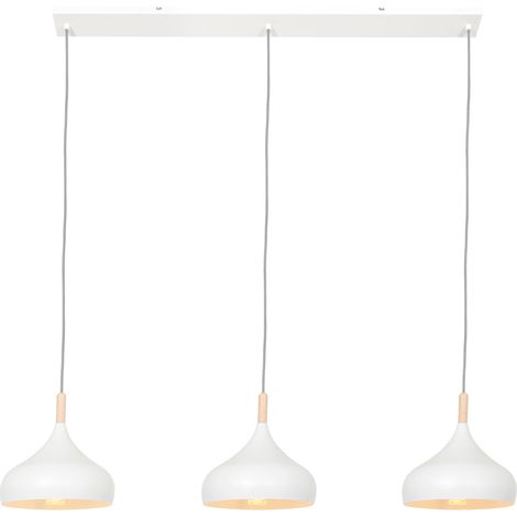Sienna Bjorr Plafoniera A Sospensione Bar Dritta Bianco Opaco, Dettagli In Colore Legno (1/4)
