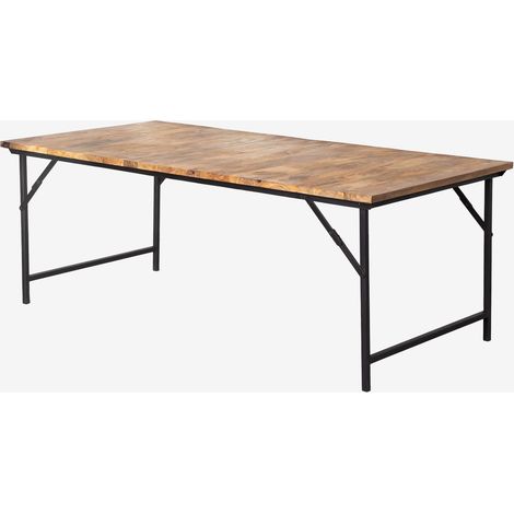Mesa de comedor rectangular 200x100 cm plegable en madera de mango y hierro Fer SKLUM              (1/5)