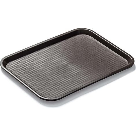Plateau de Service Rectangulaire - 1 Pièce - Polypropylène Marron - Bords Arrondis Lavable - Pour Cafés et Fast-Foods - 40x30 cm (1/2)