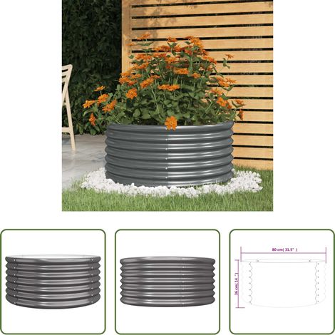 Pot de jardin - Jardinière Acier galvanisé 80x80x36 cm Anthracite (1/5)