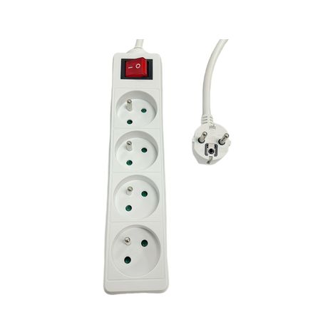 Regleta de enchufes MicroConnect MC-PSOO040500FRW de 4 tomas, color blanco. (1/2)