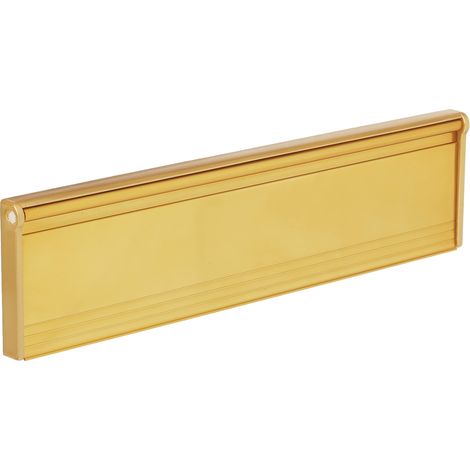 STORMGUARD 06SR0310000G Coperchio per cassetta delle lettere con spazzola e amp Ribalta per uso interno o esterno: finitura oro, dimensione esterna, 293 x 77 mm (1/4)