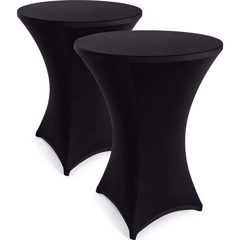 Ensemble de 2 housses extensibles pour table de bar - Housses élégantes pour table de bistrot Ø 80-85 cm, noires