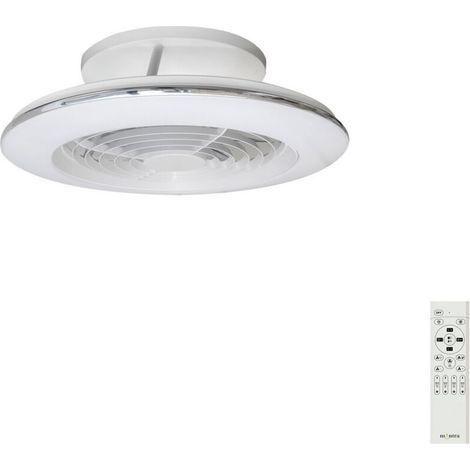 Ventilateur de plafond avec éclairage LED dimmable – Moteur silencieux 70W – Rotation réversible – Télécommande – Design compact blanc Ø52,5cm – Mantra