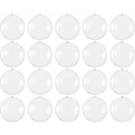Boules de Noël transparentes Longzimming - Décorations à remplir soi-même - Plastique - 6 cm - Lot de 20 - Décoration de Noël - Pour sapin, maison et mariage (1/5)