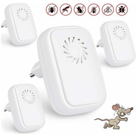 Ultrasonic Mosquito Repellent, 4 Pack Ultrasonic Repellent Repellent Insect Repellent Electric, Ultrasonic Repellent for Indoor Insects, Mosquitoes, Cockroaches, Fleas (1/4)