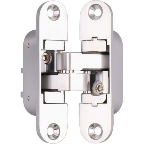 Charnière Invisible - Aluminio Satinado - 58x95 mm - Ángulo Apertura 180° - Soporte 60 kg - Para Puertas Empotradas (1/5)