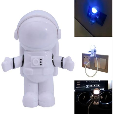 Lampe de lecture portable USB blanche en forme d'astronaute, alimentation 5V CC. (1/5)