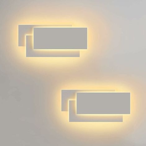 2er Pack 24W LED Wandleuchten Innen weiß schlichtes Design Wandleuchte für Flur Treppe Wohnzimmer Schlafzimmer (warmweißes Licht) (1/5)