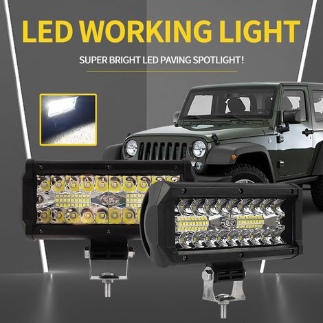 Lot de 2 Barres LED 7 Pouces 120W pour Voiture, Projecteur de Travail Étanche avec 40 LEDs, Phare Auxiliaire Universel en Plastique pour Toit, Pare-Chocs Avant et 4x4-lsw