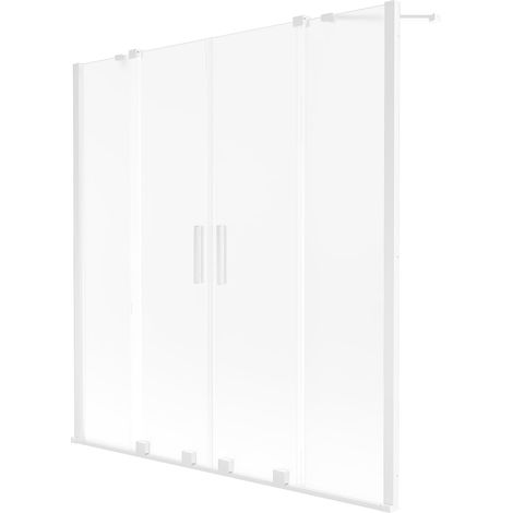 Mexen Velar Duo mampara de bañera de 2 paneles corredera 150 x 150 cm, escarchado, blanco - 896-150-000-32-20 (1/2)