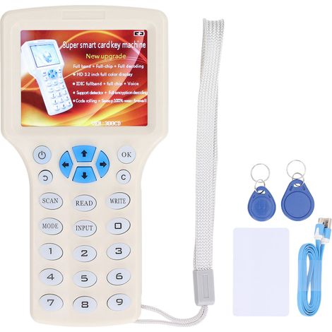 NFC-IC-ID-Kartenleser/-schreiber, 2,8-Zoll-Bildschirm, 10 Frequenzen, 125-kHz-/250-kHz-Tastatur, Mehrfrequenz-Schlüsselkopierer (1/5)