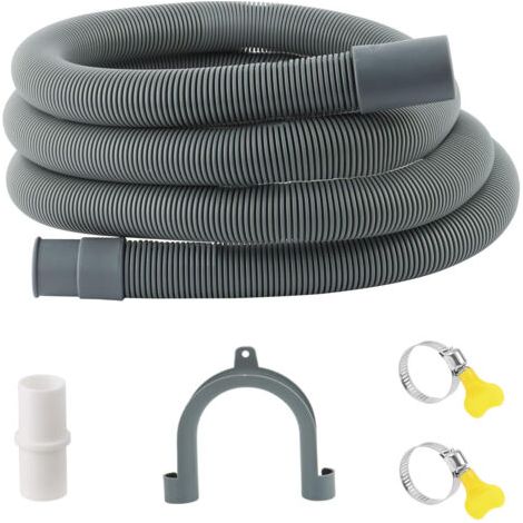 royaluxe-Tuyau Lave-Linge 1m, Rallonge de Tuyau de Vidange, Tuyau Vidange pour Machine à Laver, Avec Raccord Tuyau Vidange et 2 Clips Tuyau , Pour Laveuse, Lave-Vaisselle et Sécheuse