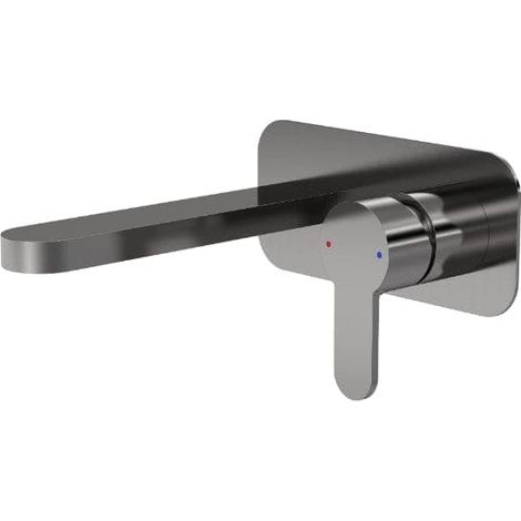 Nuie Arvan Brushed Gunmetal Wall Mounted 2 Tap Hole Basin Mixer with Plate - ARV728 (1/4)