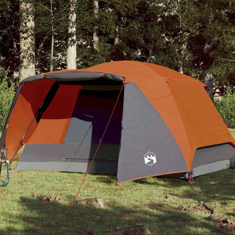 Tente familiale et porche 6 personnes gris orange imperméable (1/5)