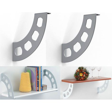 Reggimensola Design Reggi Mensola Mensole Legno Boomerang Argento 2 Pz Doppio Utilizzo
