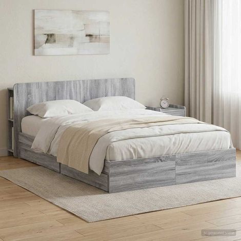 Estructura de cama con almacenamiento  gris 150 x 200 cm