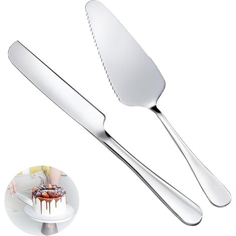 1 set di paletta e coltello per torta nuziale da 23 cm, set per tagliare la torta in acciaio inossidabile per matrimoni, paletta per torta per matrimoni, compleanni e feste (1/5)
