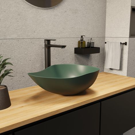 PixL 51x38x19 cm lavabo sobre encimera + SAT Mood grifo de lavabo XL + Ceramia PixL válvula de desagüe (CEPX505GEMSAT285C) (1/5)