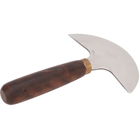 Couteau à cuir à bout rond, manche en noyer, grande lame à double tranchant, fait main, couteau à cuir DIY (1/5)
