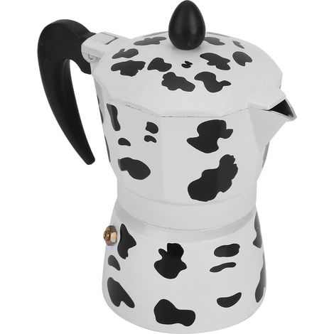 Cafetière italienne en aluminium, style cafetière italienne, pour la maison ou un café, couleur vache, 3 tasses (150 ml). (1/5)