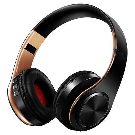 Auriculares, conectividad inalámbrica, batería de larga duración, color negro y dorado. (1/2)