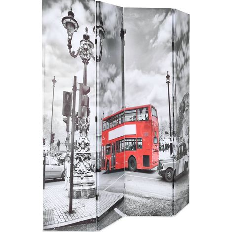 Paravent Cloison de séparation, Pour Jardin, Balcon, Terrasse 160 x 170 cm Bus londonien Noir et blanc OIB4463E (1/3)