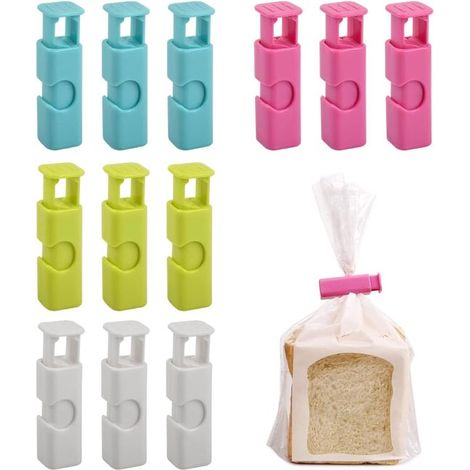 Selladora de bolsas, 12 piezas, Clips de frescura, Clips de sellado, Selladora de bolsas, Clips de sellado, Clips, Clips de frescura, 4 colores (1/5)