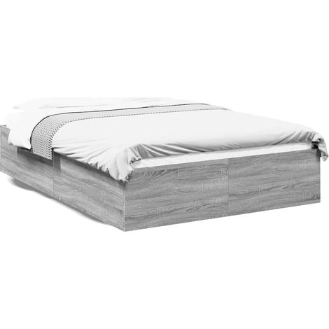 Bettgestell Sonoma Grau 150x200 cm aus Spanplatten