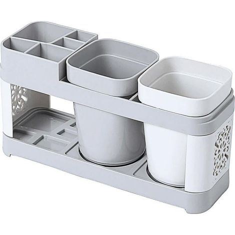 Étagère, porte-gobelet, porte-brosse à dents, support en plastique, étagères de rangement pour dentifrice, salle de bain (1/5)