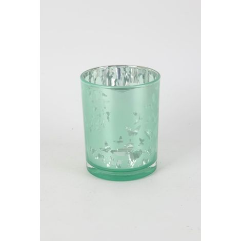 TrendLine Windlicht Schmetterlinge Glas Ø 10 x 12,5 cm grün Windlicht