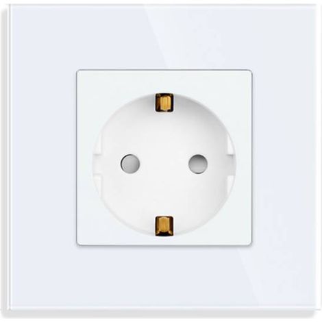 Base enchufe EU 16A  KOOB frontal cristal blanco (1/4)