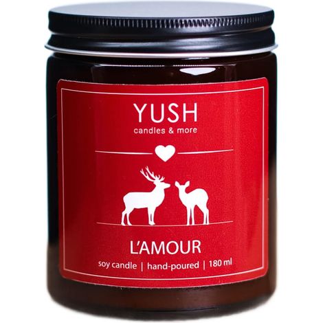 Lamour – Duftkerze aus Sojawachs mit Jasmin-Vanille-Amber-Duft – yush – 180 ml (1/4)