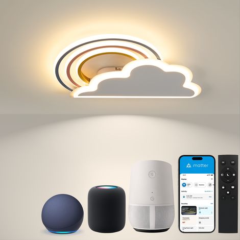 BAYHT Plafonnier intelligent pour chambre d'enfant avec Matter, compatible avec HomeKit, Alexa, Google et IFTTT - Plafonnier pour enfant avec télécommande, 28 W (1/5)